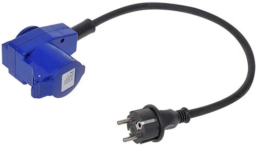 Pro Plus Verloopkabel 40cm van Schuko Stekker naar Haakse CEE Contrastekker + Schuko Stopcontact