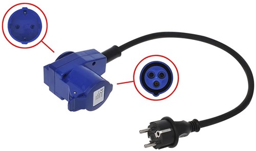 Pro Plus Verloopkabel 40cm van Schuko Stekker naar Haakse CEE Contrastekker + Schuko Stopcontact
