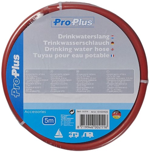 Pro Plus Drinkwaterslang Rood 5m / 10x15mm