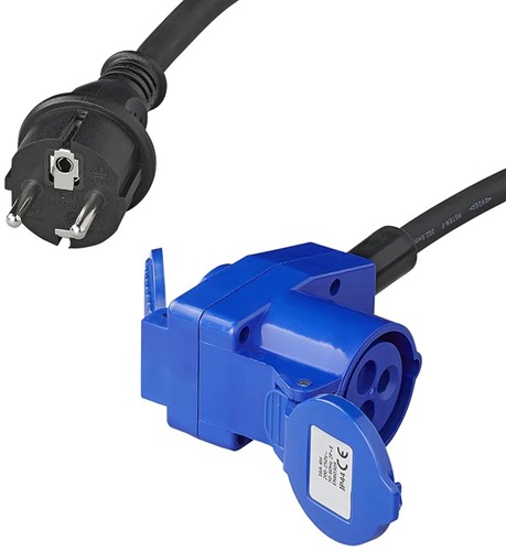 Pro Plus Verloopkabel 40cm van Schuko Stekker naar Haakse CEE Contrastekker + Schuko Stopcontact