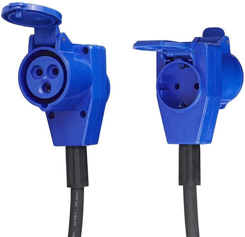 Pro Plus Verloopkabel 40cm van Schuko Stekker naar Haakse CEE Contrastekker + Schuko Stopcontact