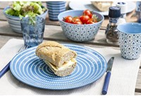Bo-Camp Tableware - Mix & Match - 16 Pieces - Blue/White