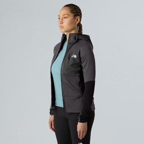 The North Face W's Polartec Powergrid Stormgap Hoodie - Anthracite Grey/TNF Black