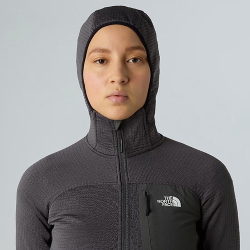 The North Face W's Polartec Powergrid Stormgap Hoodie - Anthracite Grey/TNF Black