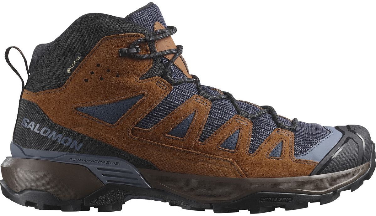 Salomon X Ultra 360 Leather Mid GTX Blue Nights Caramel Cafe Grisaille 42 UK 8 Wir sind Ihr Spezialist fur Outdoor wintersport. hockey und mehr