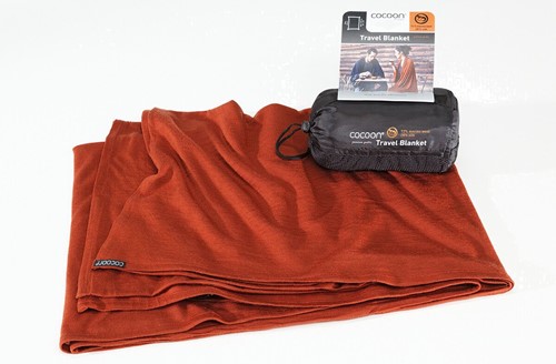 Cocoon Travel Blanket - Merino/Silk - Dark Terracotta