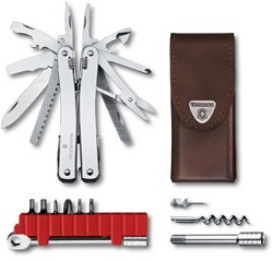 Victorinox Swiss Tool Spirit X Plus Ratchet - Silver - incl. Leather Pouch